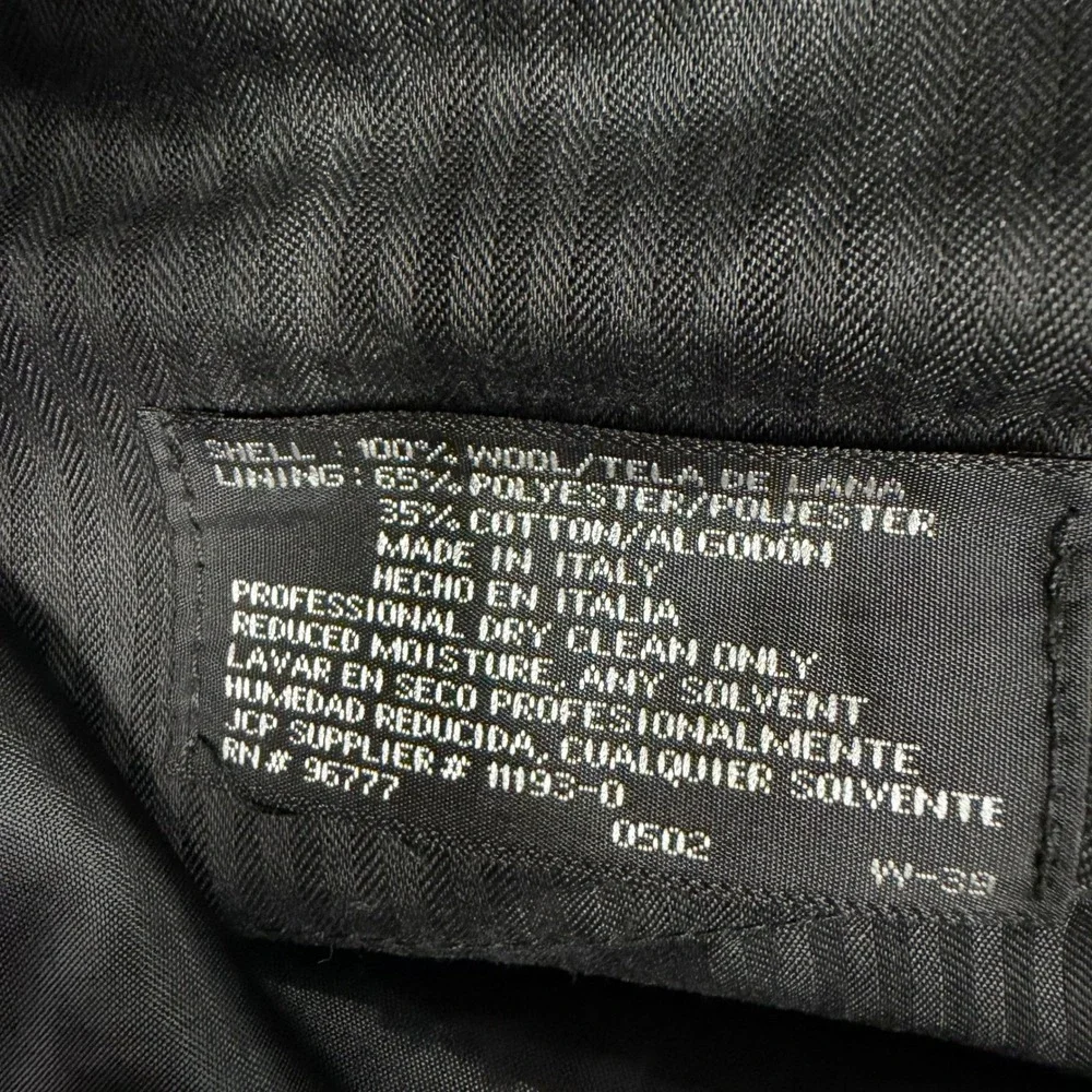 J Ferrar Mens Black 100% Wool Micro Check Dress Pants Made in Italy 38x27 Cuffed
